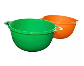 Set Bowls Con Asas Plastico Verde Y Naranja Primera
